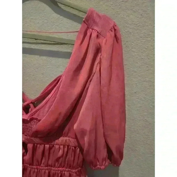 Dolan Left Coast Women's XS Pink Peplum V-Neck Sleeveless Blouse Coquette Barbie - Picture 9 of 9